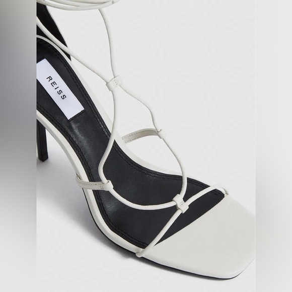 NWOB Reiss Kali Leather Strappy Wrap Stiletto Sandals in Off White Sz 38 US 7.5 - Picture 5 of 16
